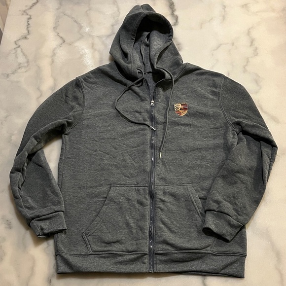 Porshe Other - Porsche Gray Men's Fleece Zip Up Hoodie with Porsche Emblem on Front